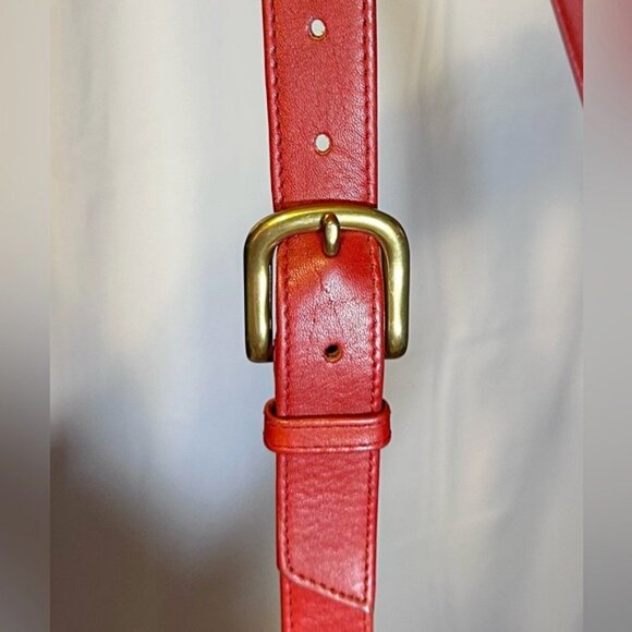 Vintage Fossil 1954 Red Leather Flap Accordion Cross Body Bag - Picture 11 of 11